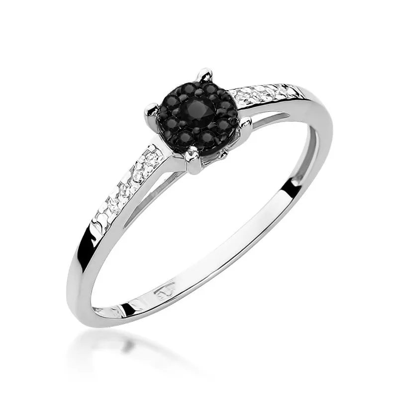 zlatý prsten s 0,04ct černým diamantem a 0,005ct diamanty w0055-xxx-02