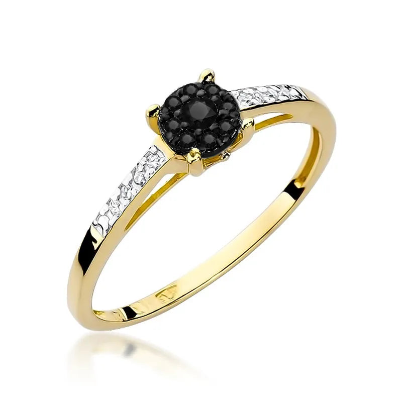 zlatý prsten s 0,04ct černým diamantem a 0,005ct diamanty w0055-xxx-02