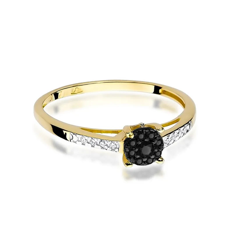 zlatý prsten s 0,04ct černým diamantem a 0,005ct diamanty w0055-xxx-02