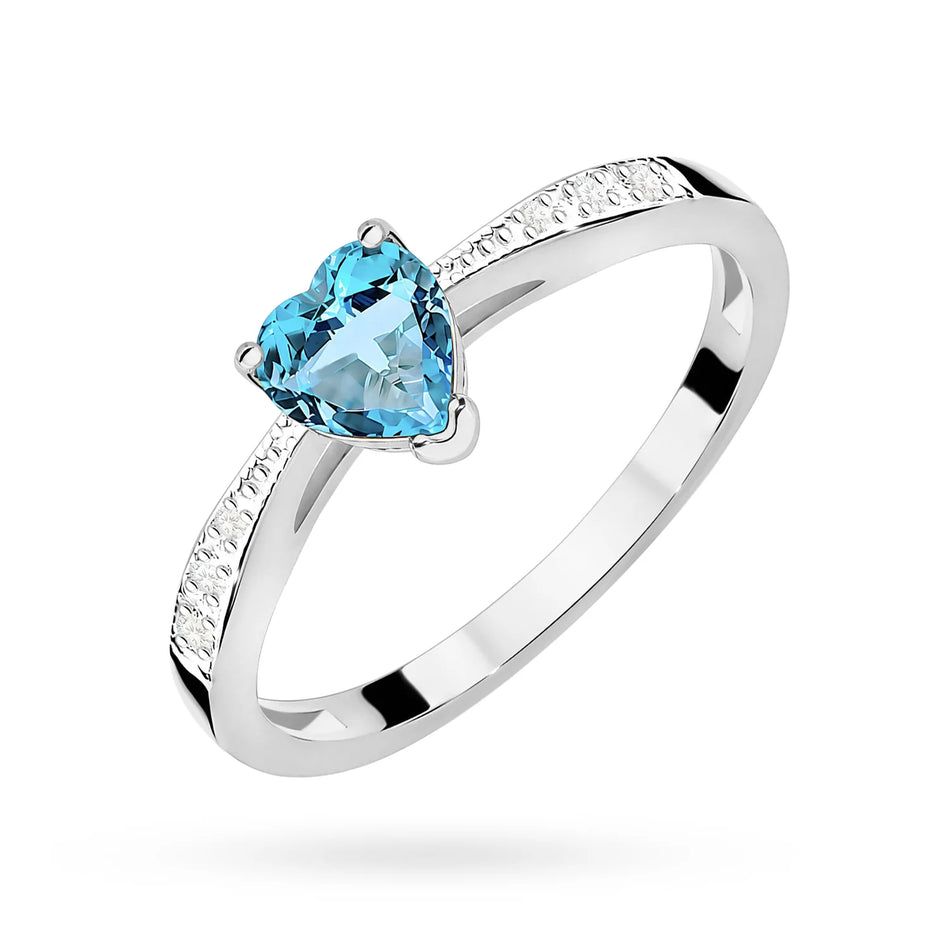 Prsten z bílého zlata s topazem 0,50 ct a diamanty 0,03 ct