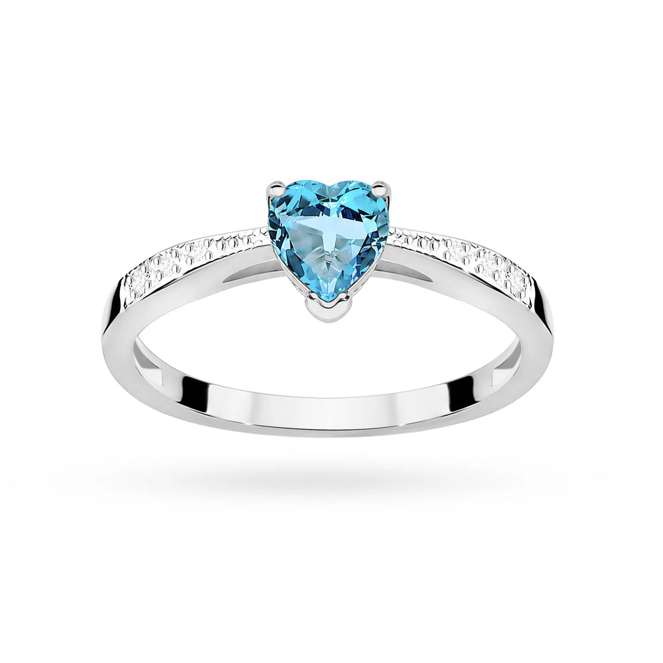 Prsten z bílého zlata s topazem 0,50 ct a diamanty 0,03 ct
