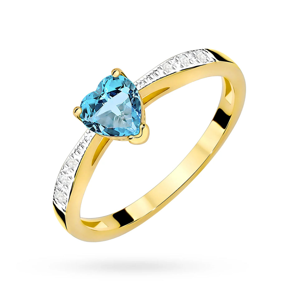 Zlatý prsten s topazem 0,50 ct a diamanty 0,03 ct
