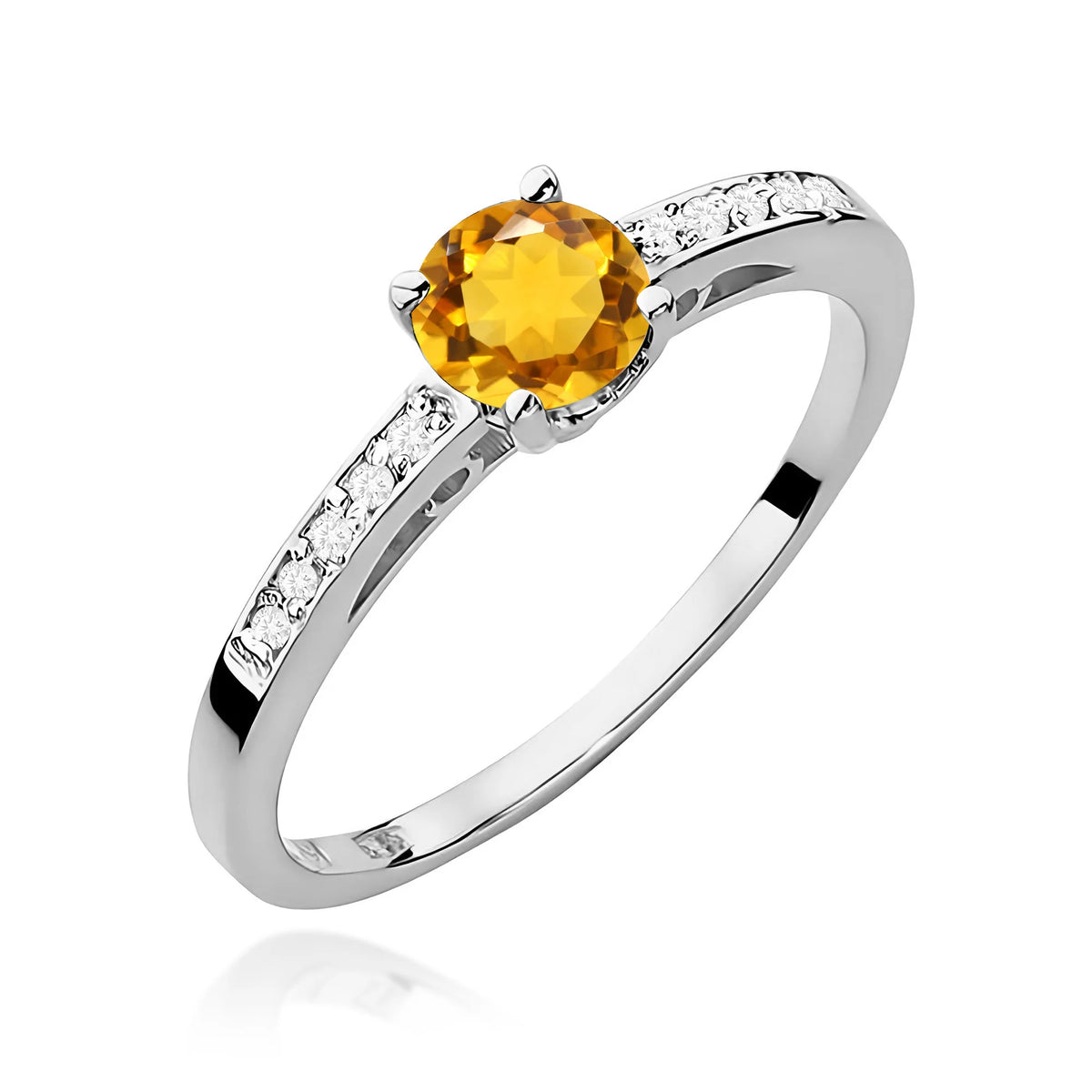 Prsten z bílého zlata s 0,50ct citrínem a 0,05ct diamanty