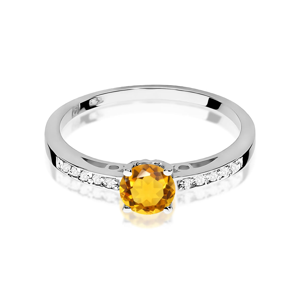 Prsten z bílého zlata s 0,50ct citrínem a 0,05ct diamanty
