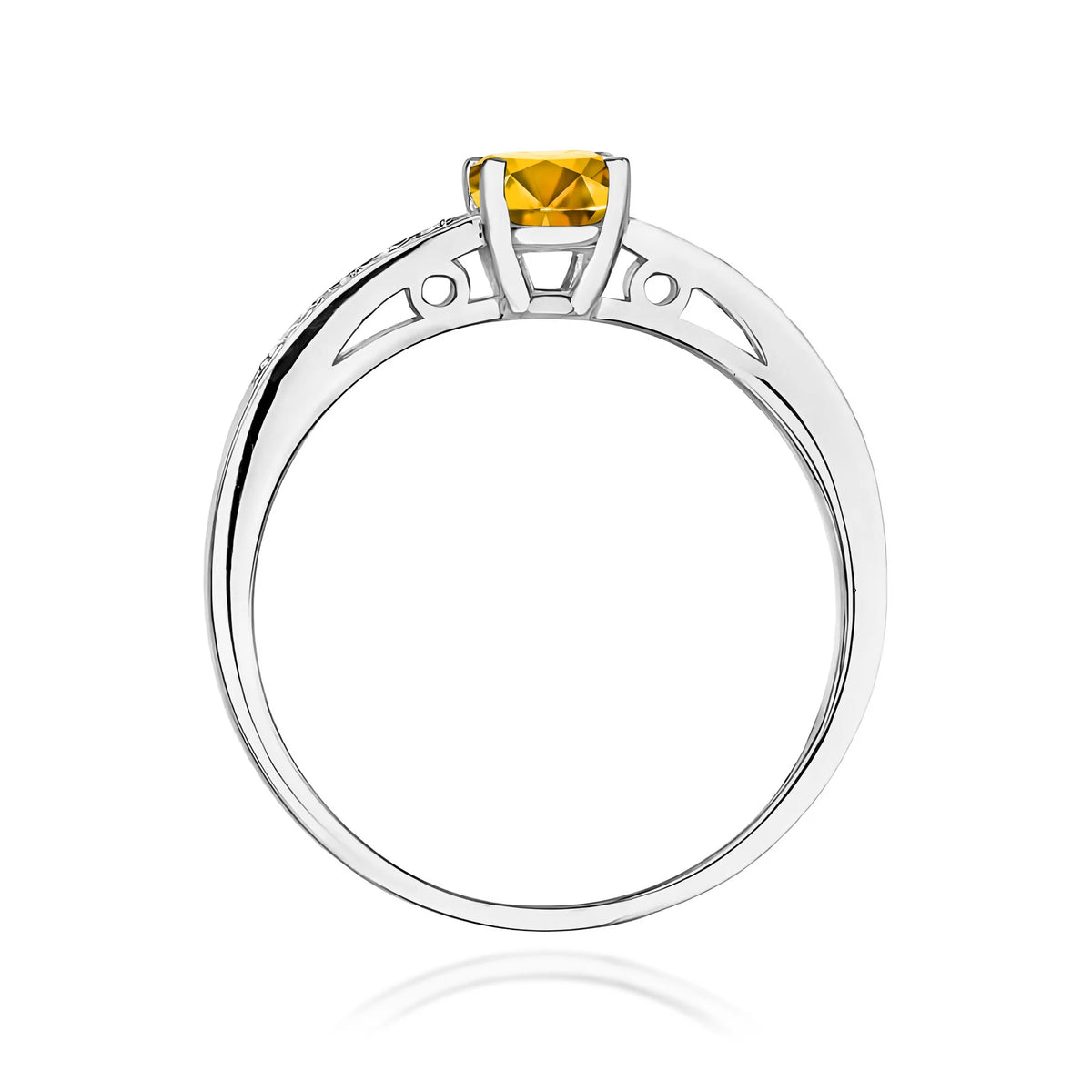 Prsten z bílého zlata s 0,50ct citrínem a 0,05ct diamanty