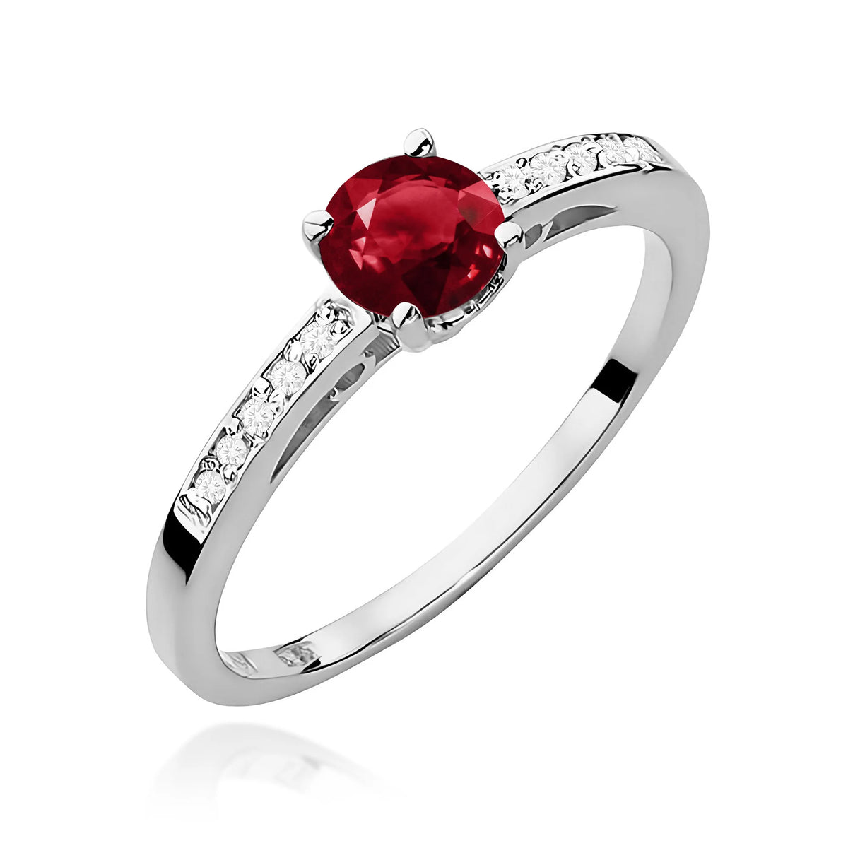 Prsten z bílého zlata s 0,60ct granátem a 0,05ct diamanty