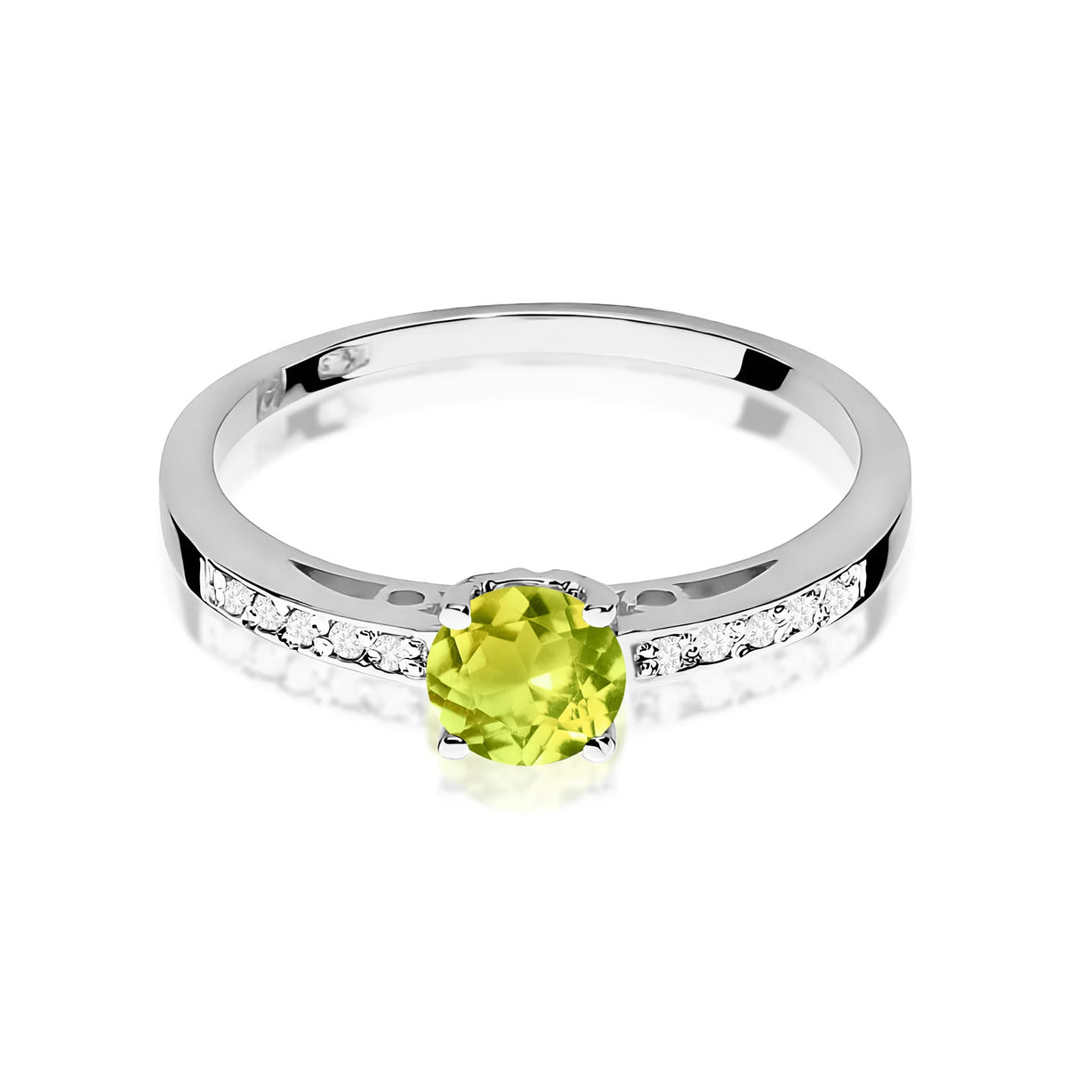 Zlatý prsten s olivínem 0,60 ct a diamanty 0,05 ct
