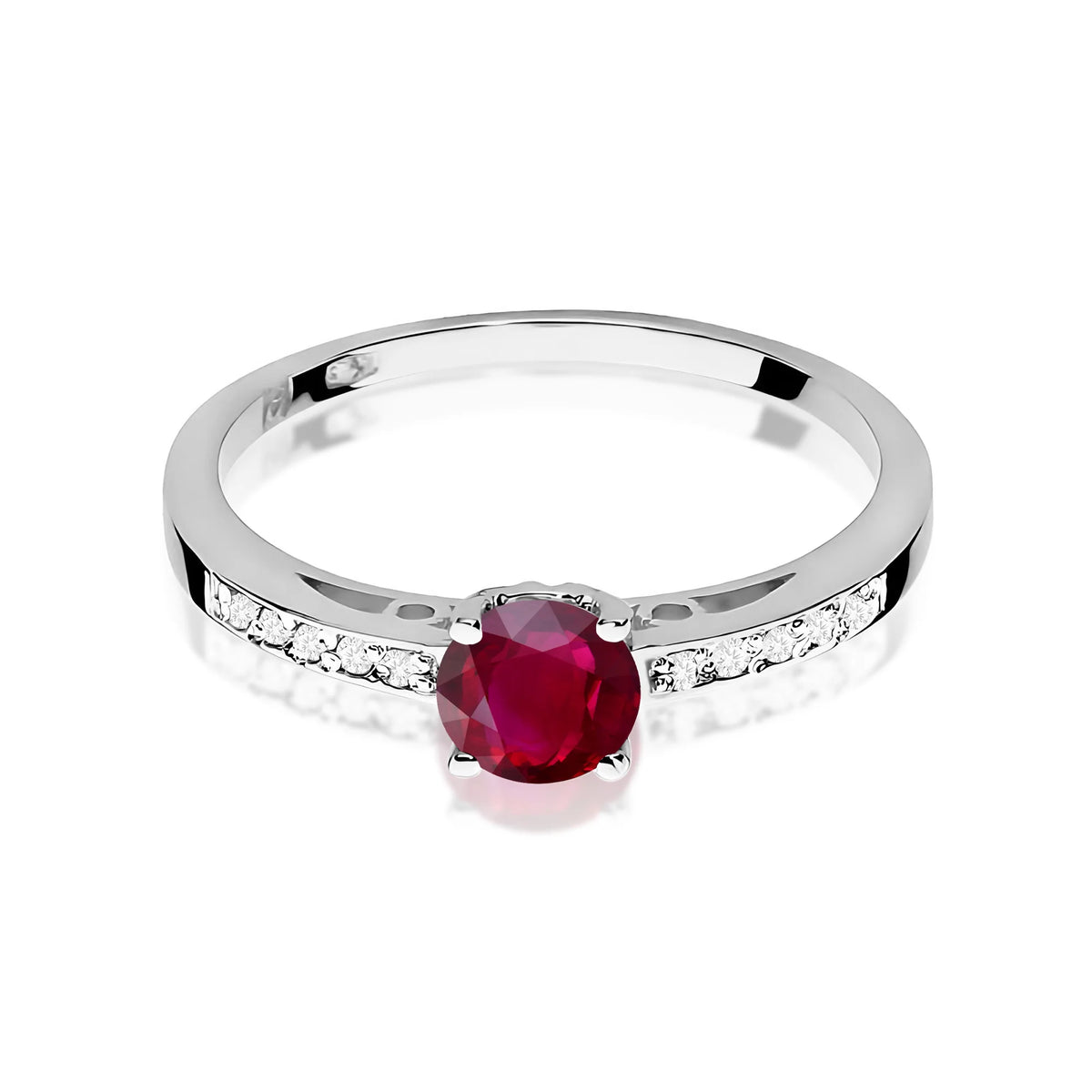 Prsten z bílého zlata s 0,60ct rubínem a 0,05ct diamanty