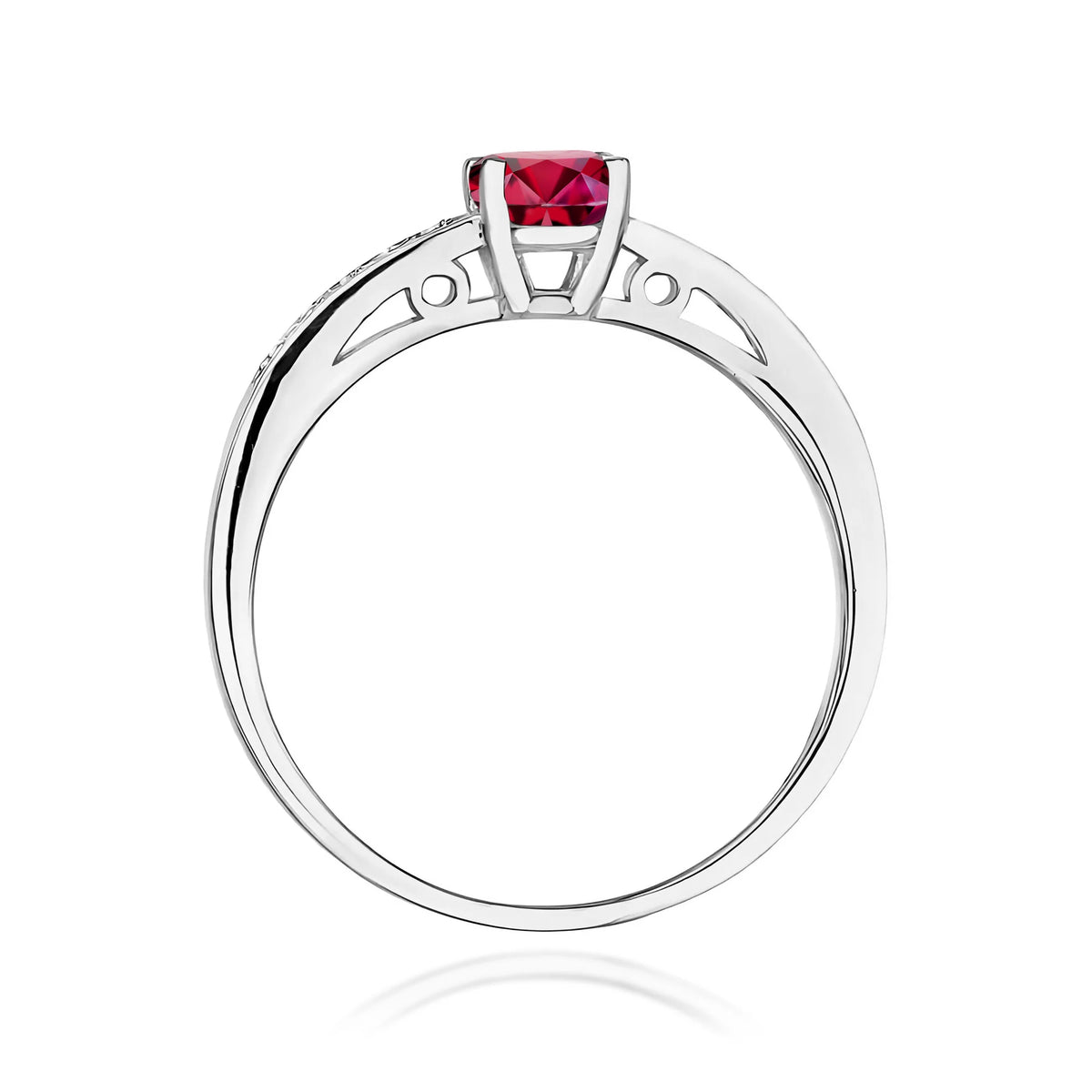 Prsten z bílého zlata s 0,60ct rubínem a 0,05ct diamanty