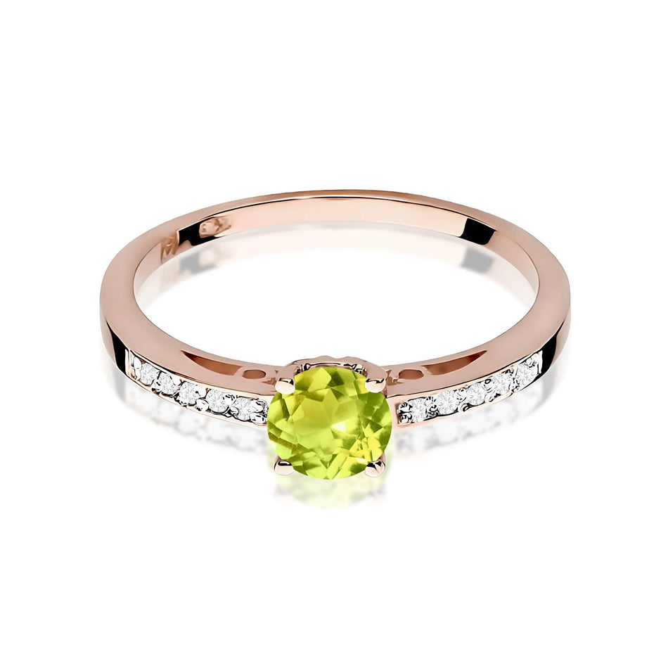 Gold Ring with 0.60ct Olivine and 0.05ct Diamonds