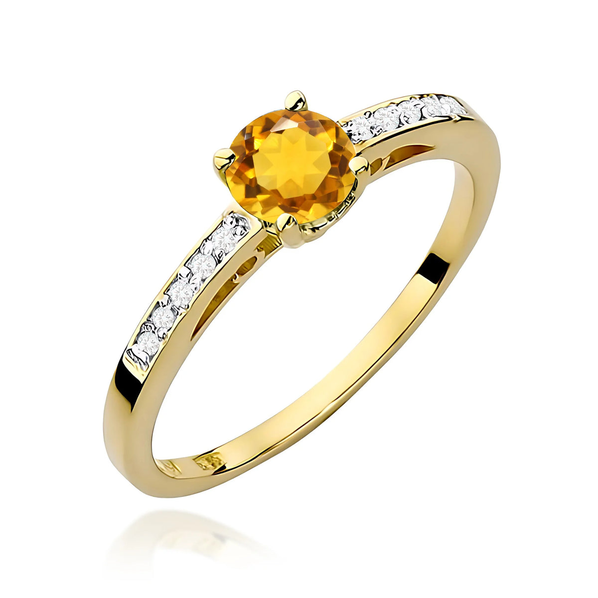 Zlatý prsten s 0,50ct citrínem a 0,05ct diamanty