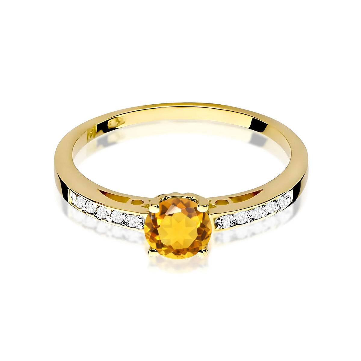 Zlatý prsten s 0,50ct citrínem a 0,05ct diamanty