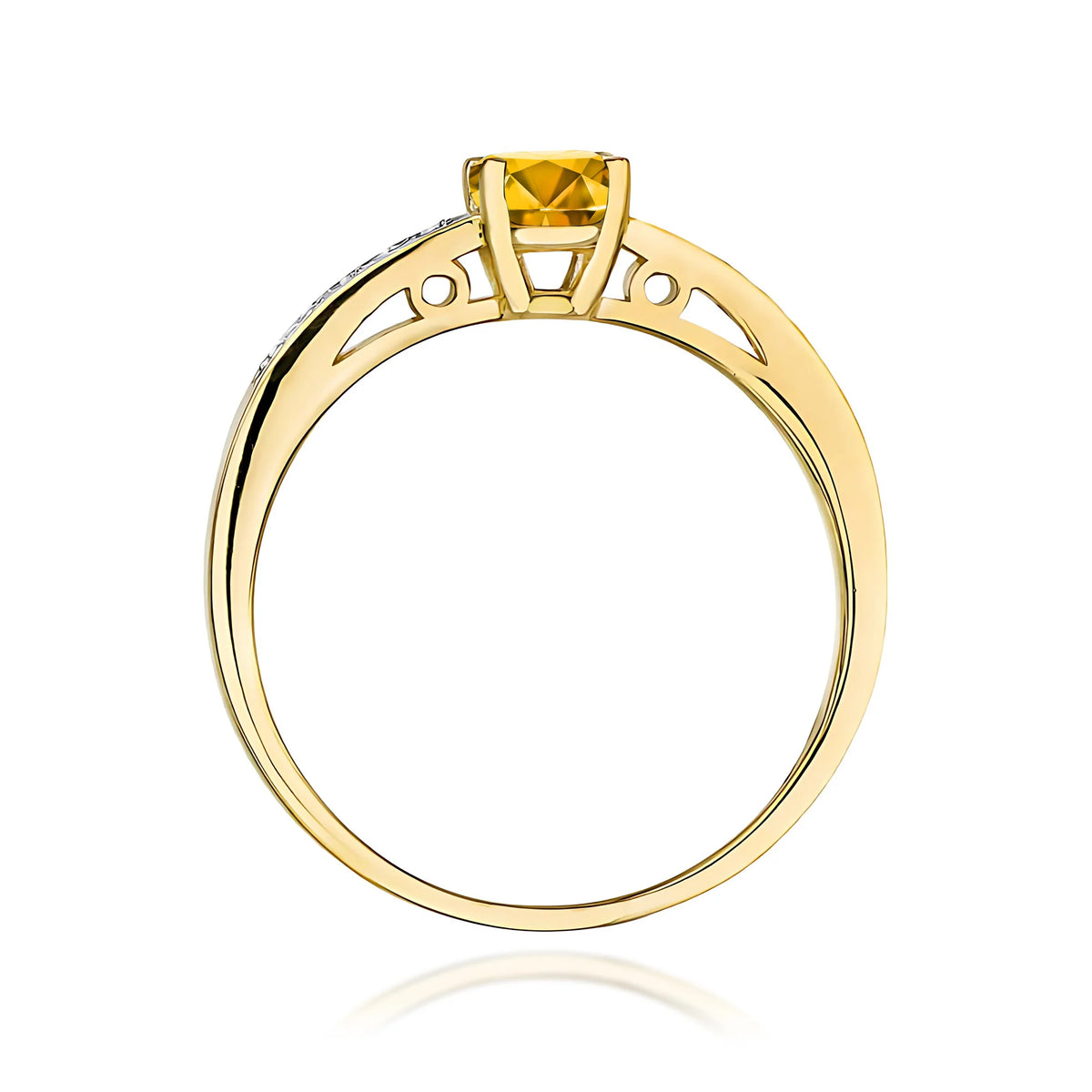 Zlatý prsten s 0,50ct citrínem a 0,05ct diamanty