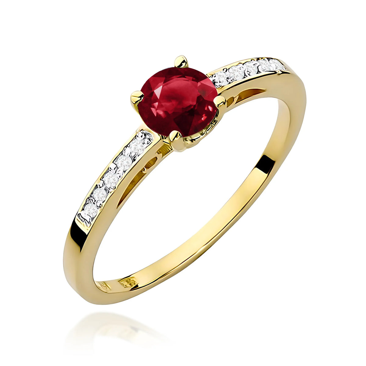 Zlatý prsten s granátem 0,60 ct a diamanty 0,05 ct