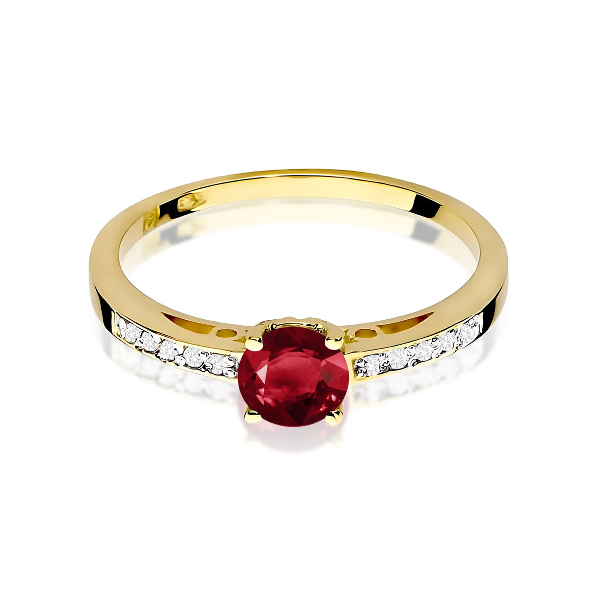 Zlatý prsten s granátem 0,60 ct a diamanty 0,05 ct