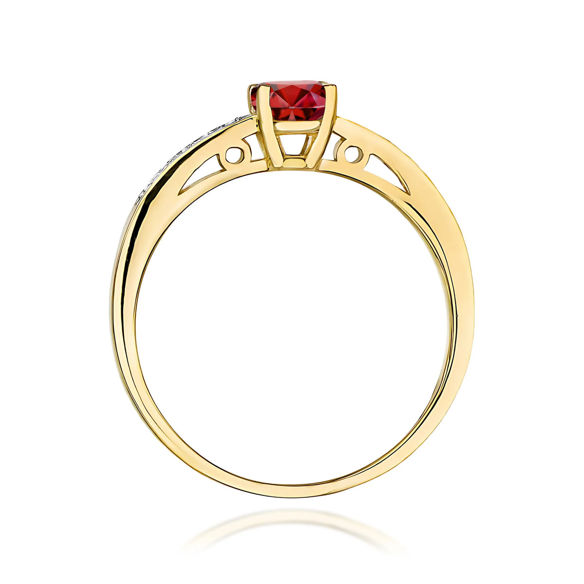 Zlatý prsten s granátem 0,60 ct a diamanty 0,05 ct