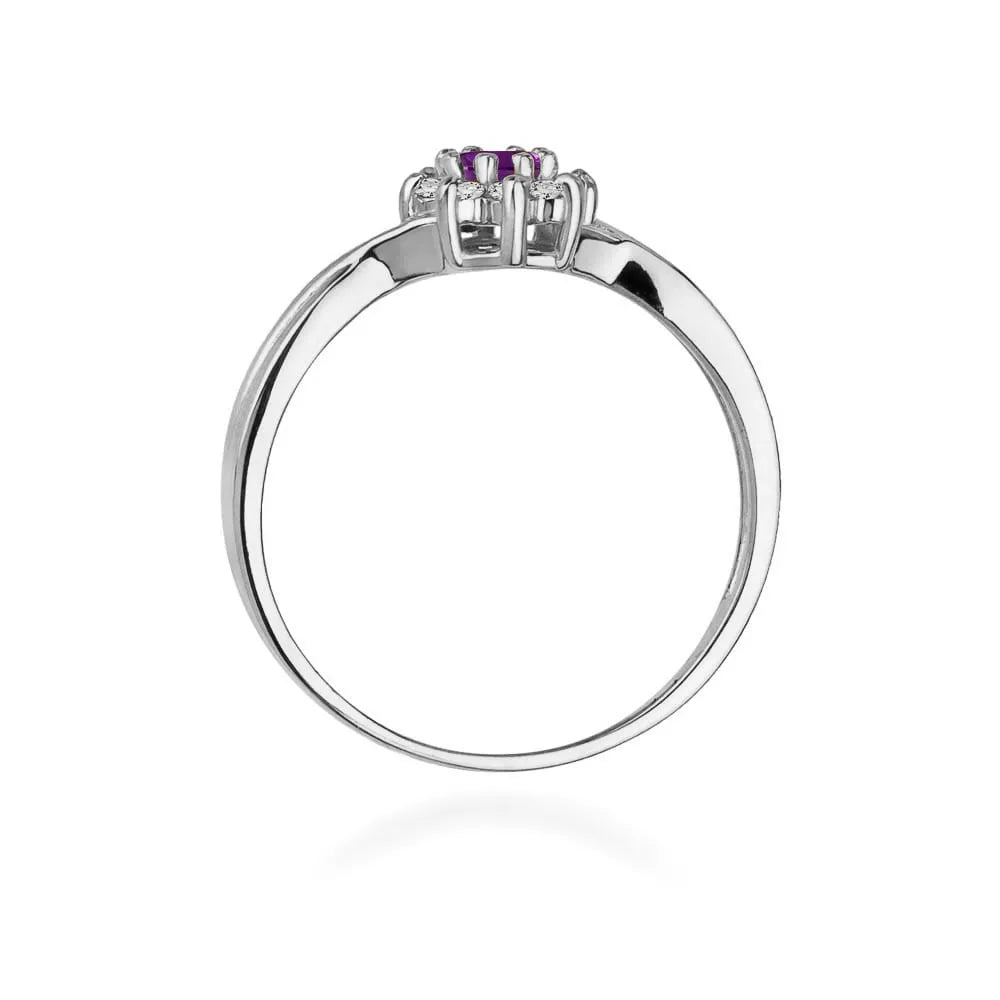 zlatý prsten s 0,10ct ametystem a diamanty w0072-amv-01