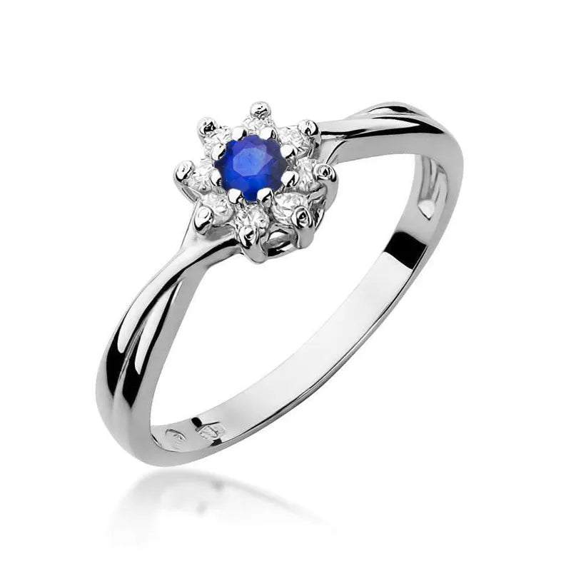 zlatý prsten s 0,15ct safírem a diamanty w0072-sab-01