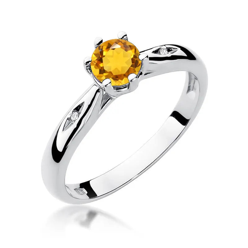 zlatý prsten s 0,50ct citrínem a diamanty w0074-ciy-01