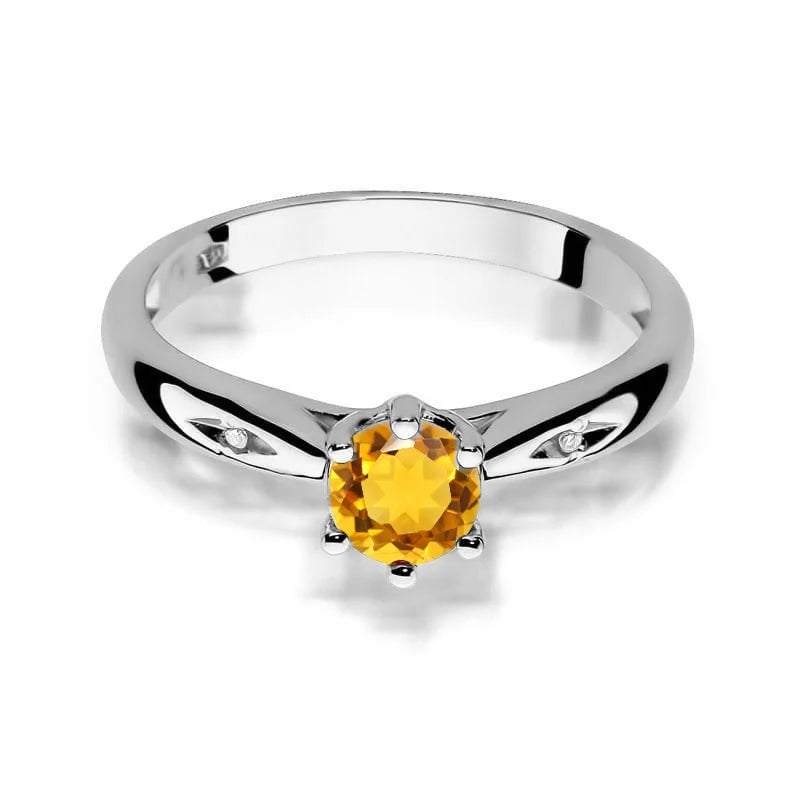 zlatý prsten s 0,50ct citrínem a diamanty w0074-ciy-01