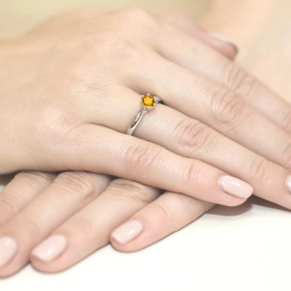 zlatý prsten s 0,50ct citrínem a diamanty w0074-ciy-01