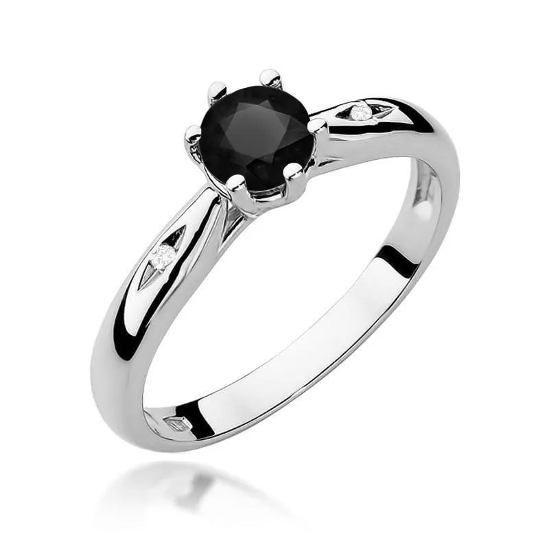 zlatý prsten s 0,50ct černým diamantem a 0,01ct diamanty w0074-dib-01