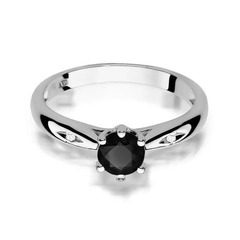 zlatý prsten s 0,50ct černým diamantem a 0,01ct diamanty w0074-dib-01