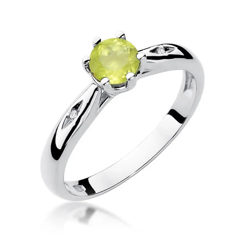 zlatý prsten s 0,60 ct olivínem a diamanty w0074-peg-01