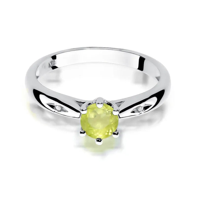 zlatý prsten s 0,60 ct olivínem a diamanty w0074-peg-01