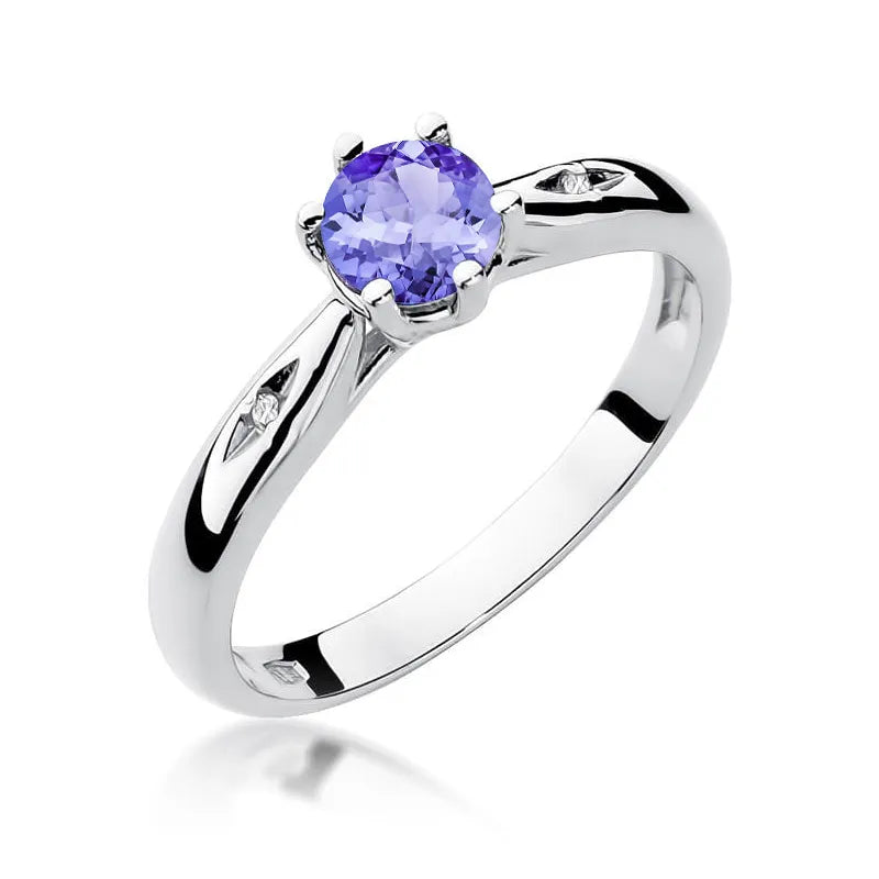 zlatý prsten s 0,50ct tanzanitem a diamanty w0074-tap-01