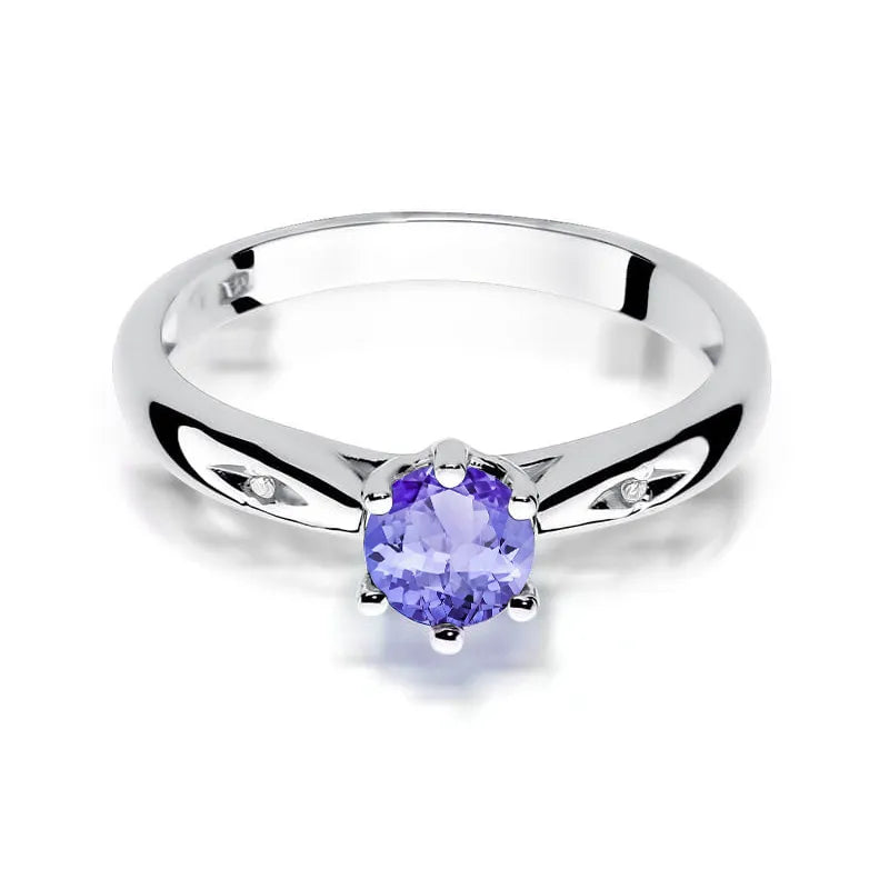 zlatý prsten s 0,50ct tanzanitem a diamanty w0074-tap-01