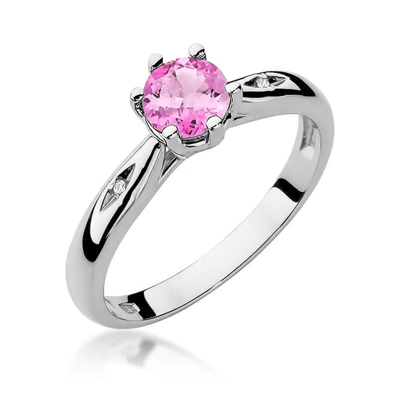 zlatý prsten s 0,60ct růžovým topazem a 0,01ct diamanty w0074-top-01