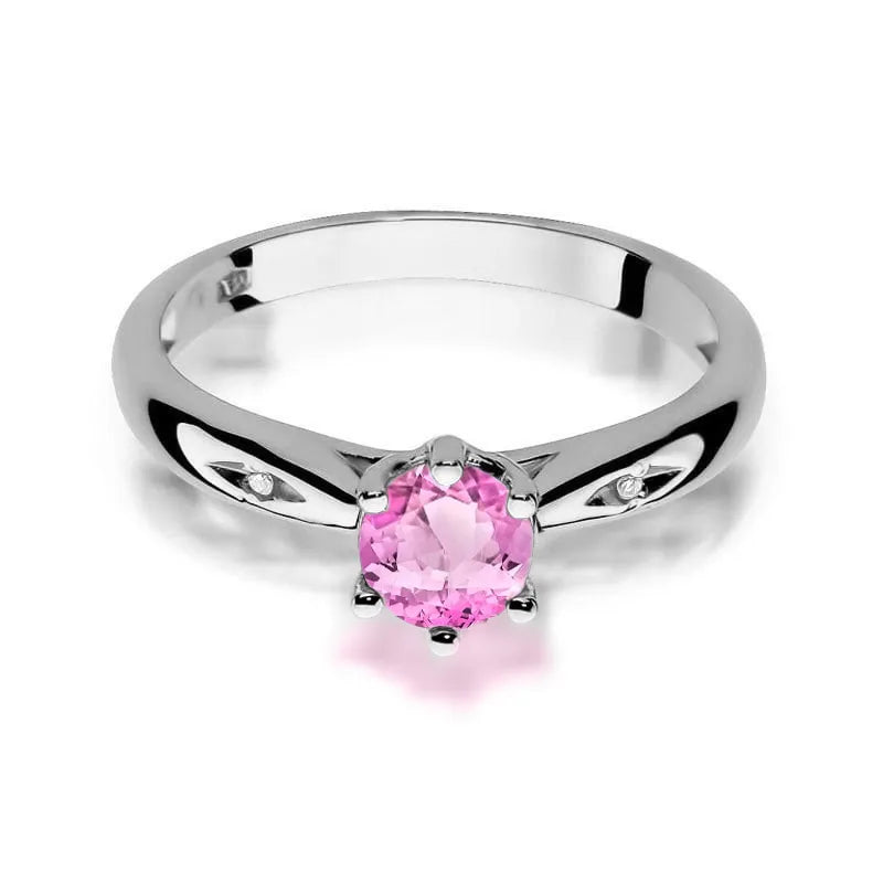 zlatý prsten s 0,60ct růžovým topazem a 0,01ct diamanty w0074-top-01