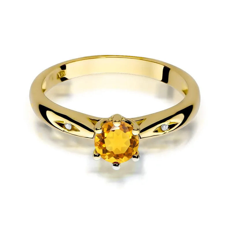 zlatý prsten s 0,50ct citrínem a diamanty w0074-ciy-01