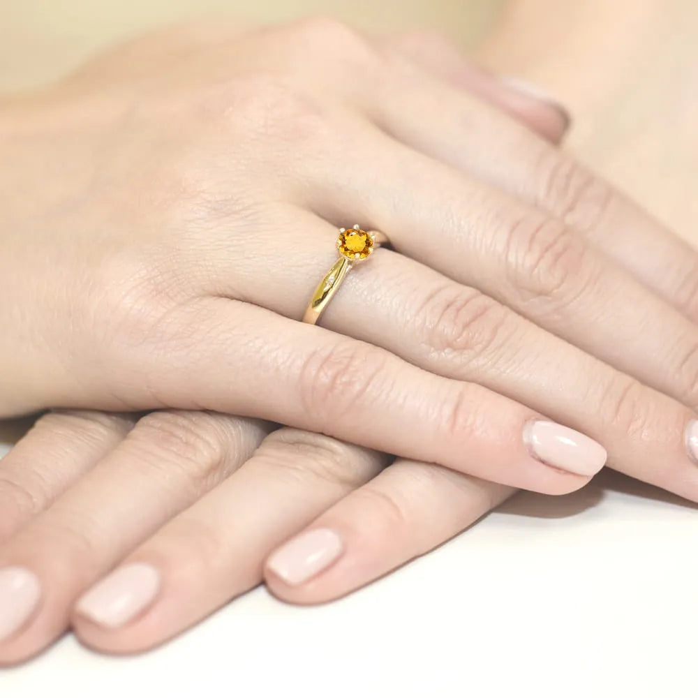 zlatý prsten s 0,50ct citrínem a diamanty w0074-ciy-01