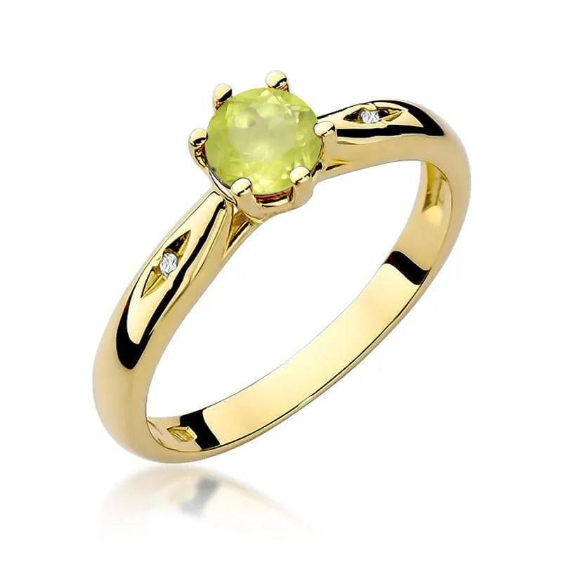 zlatý prsten s 0,60 ct olivínem a diamanty w0074-peg-01