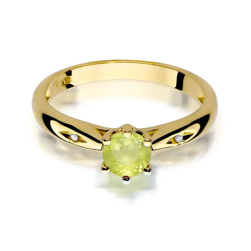 zlatý prsten s 0,60 ct olivínem a diamanty w0074-peg-01