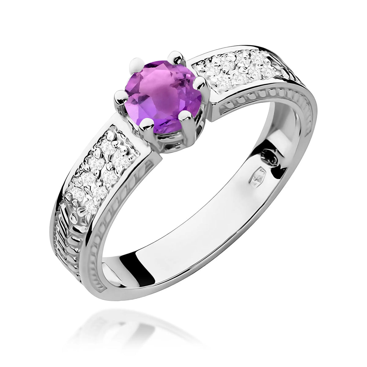 zlatý prsten s 0,50ct ametystem a diamanty w0075-amv-01