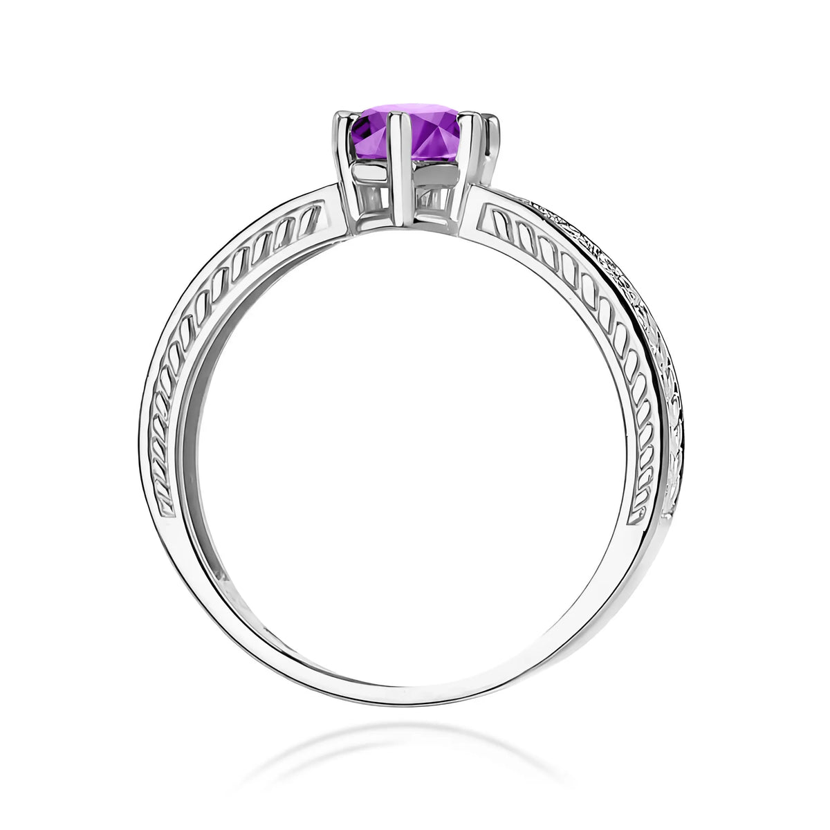 zlatý prsten s 0,50ct ametystem a diamanty w0075-amv-01