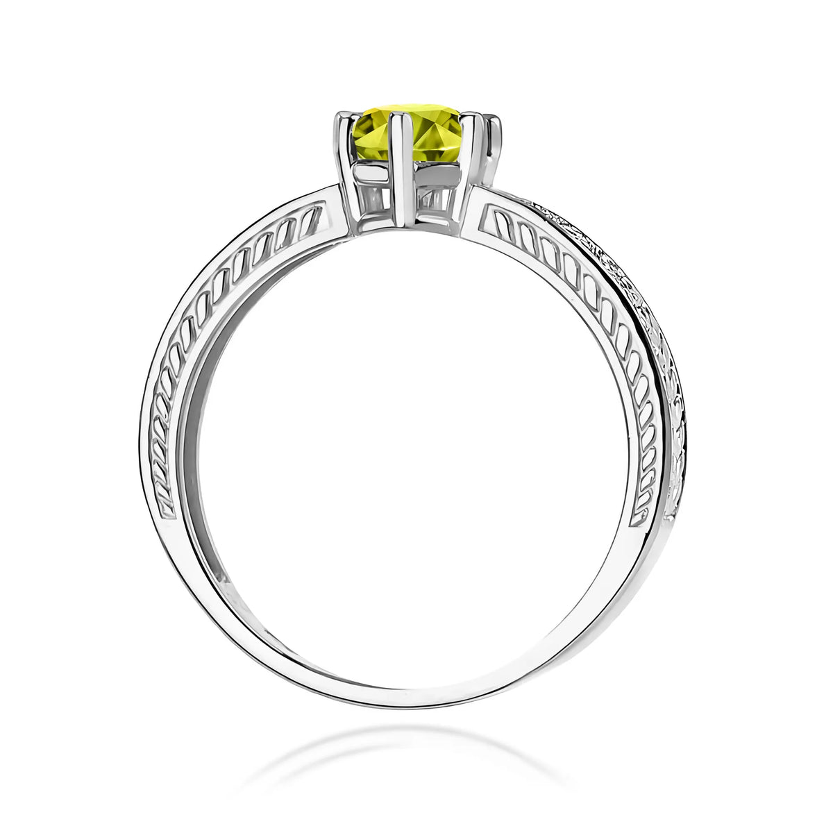 zlatý prsten s 0,60 ct olivínem a 0,08 ct diamanty w0075-peg-01