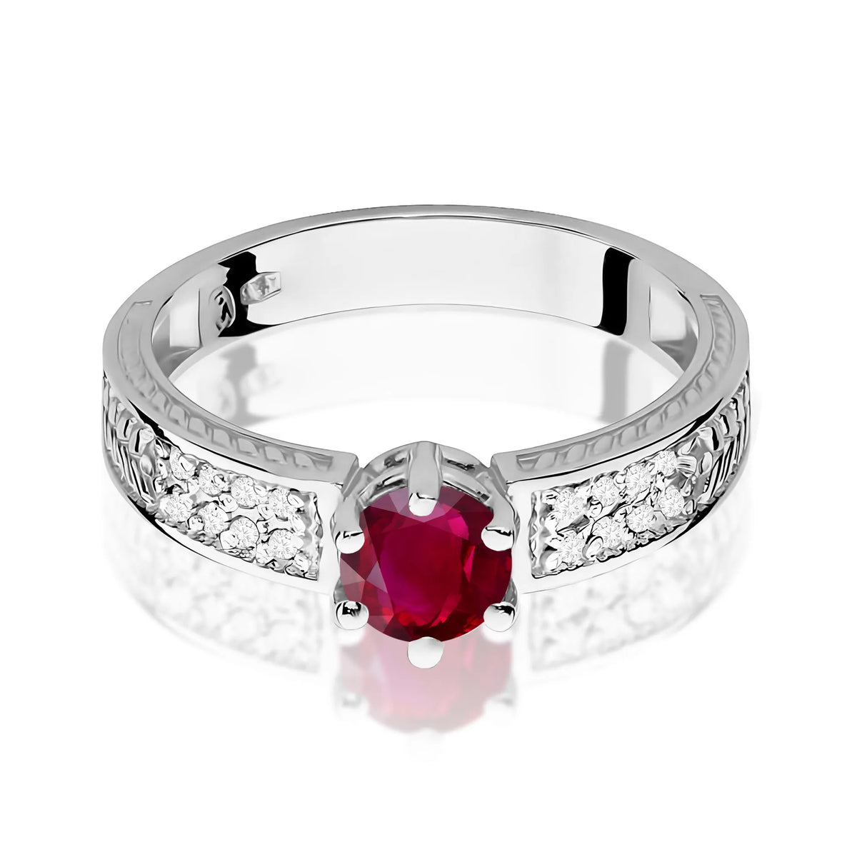 zlatý prsten s 0,60ct rubínem a diamanty w0075-rur-01