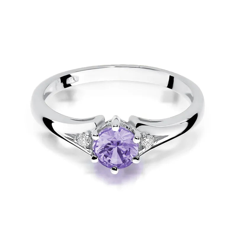 zlatý prsten s 0,50ct ametystem a diamanty w0076-amv-01