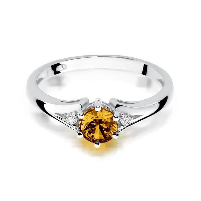 zlatý prsten s 0,50ct citrínem a diamanty w0076-ciy-01