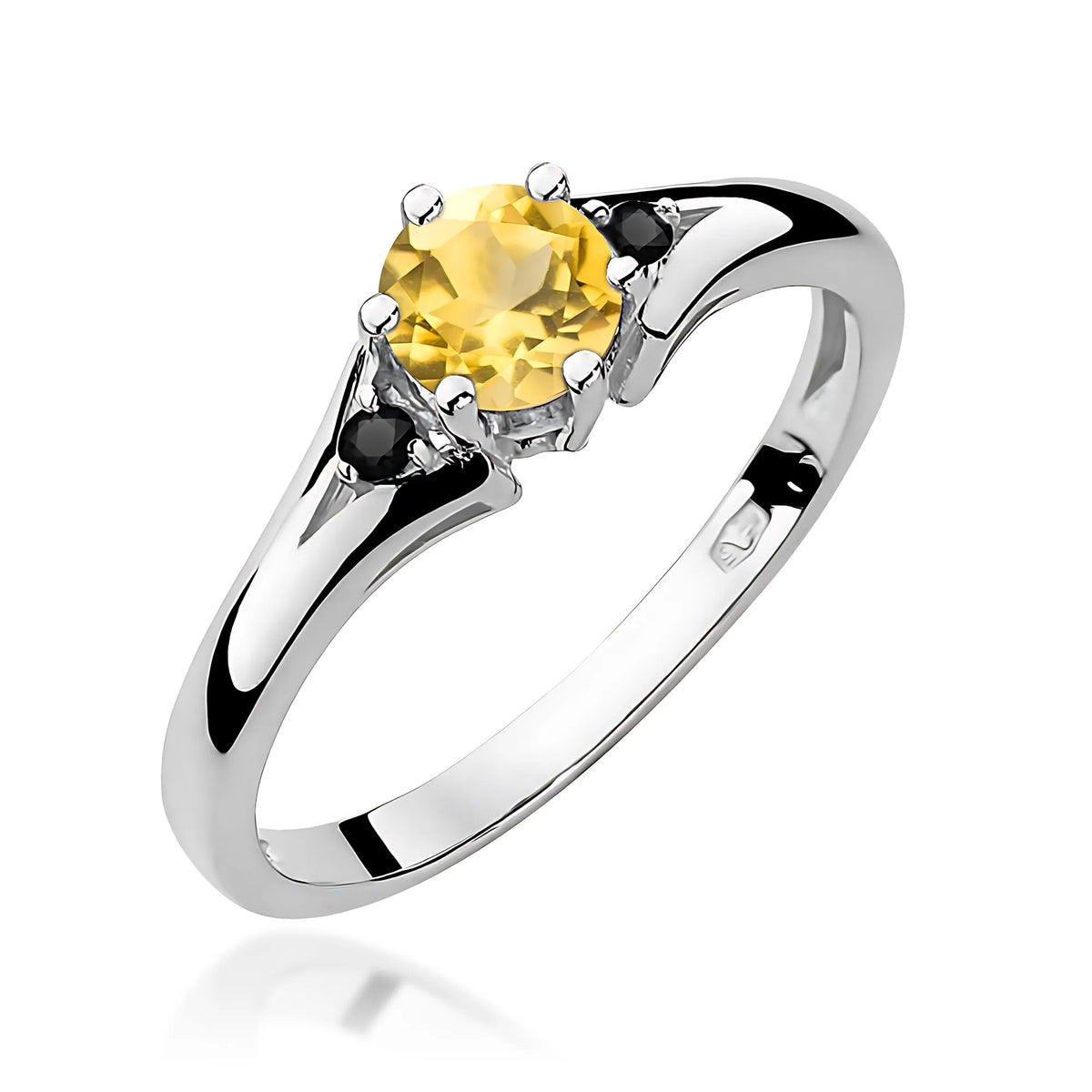 zlatý prsten s 0,50ct citrínem a černými diamanty w0076-ciy-02