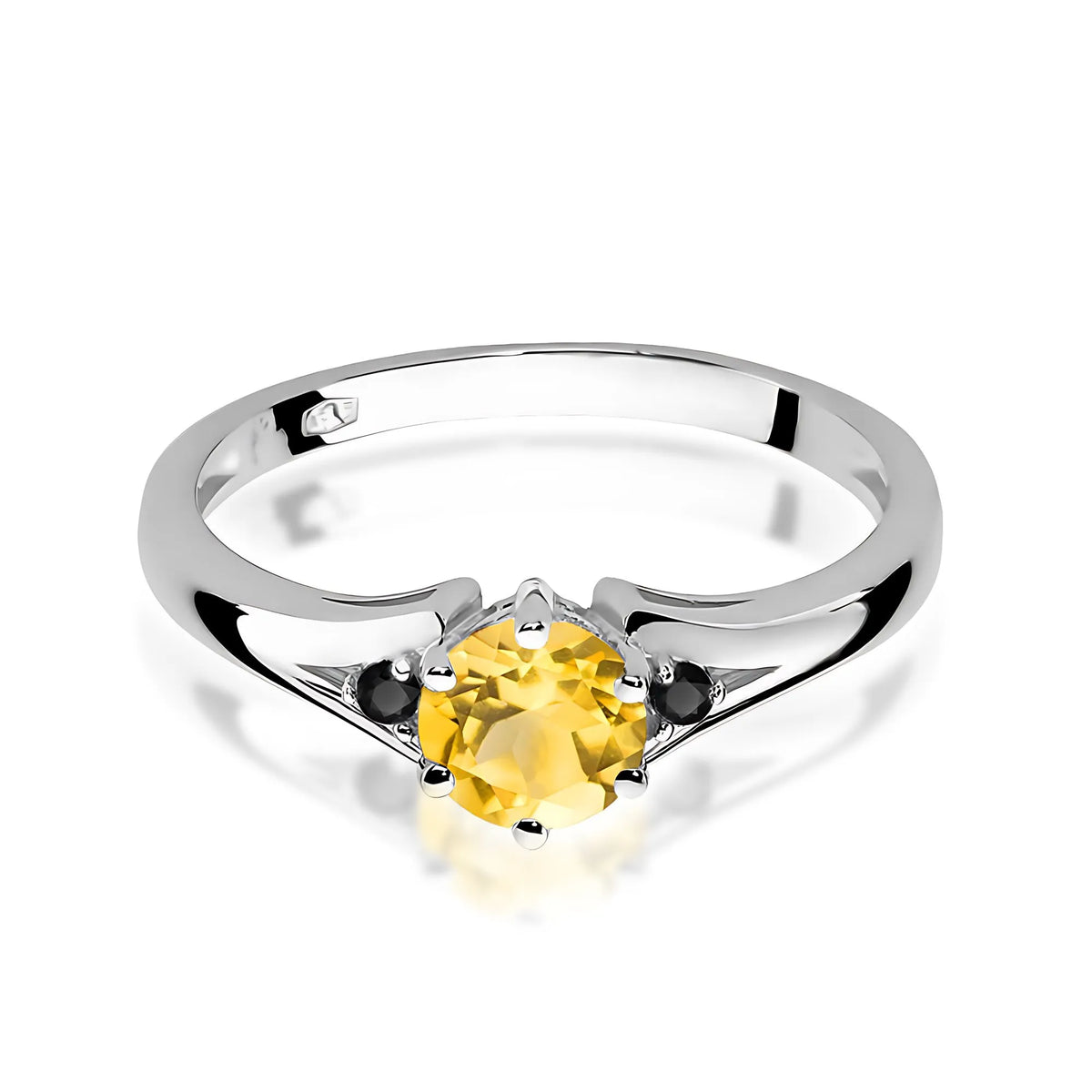 zlatý prsten s 0,50ct citrínem a černými diamanty w0076-ciy-02