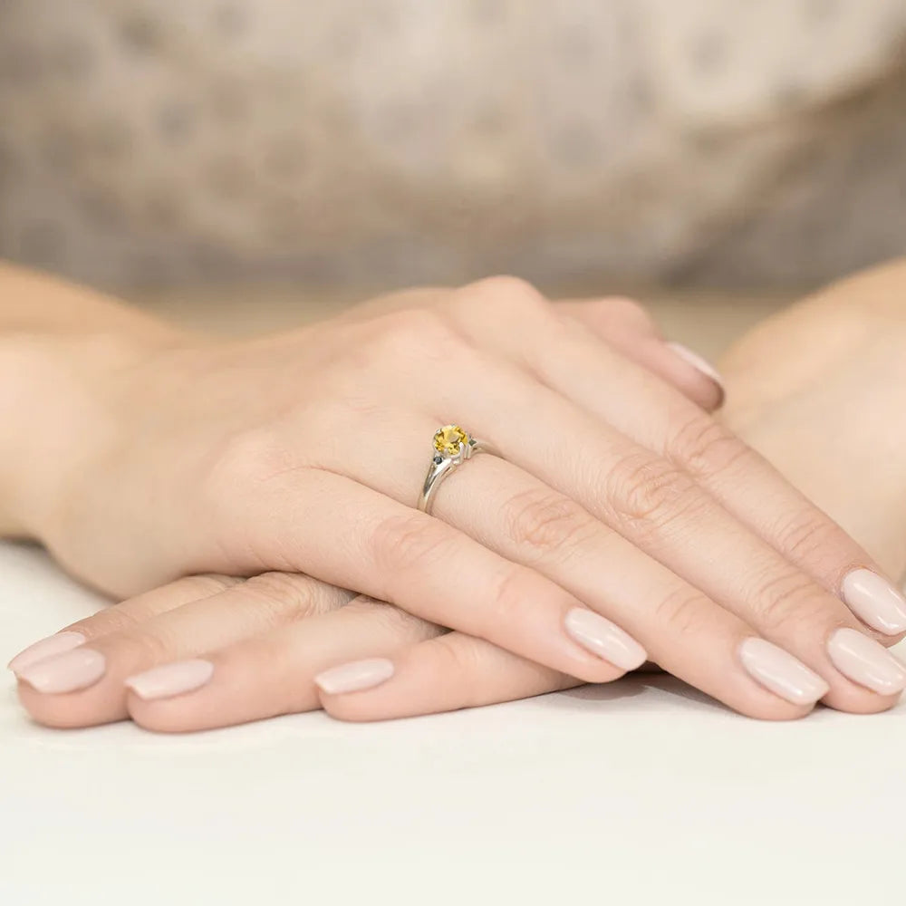 zlatý prsten s 0,50ct citrínem a černými diamanty w0076-ciy-02