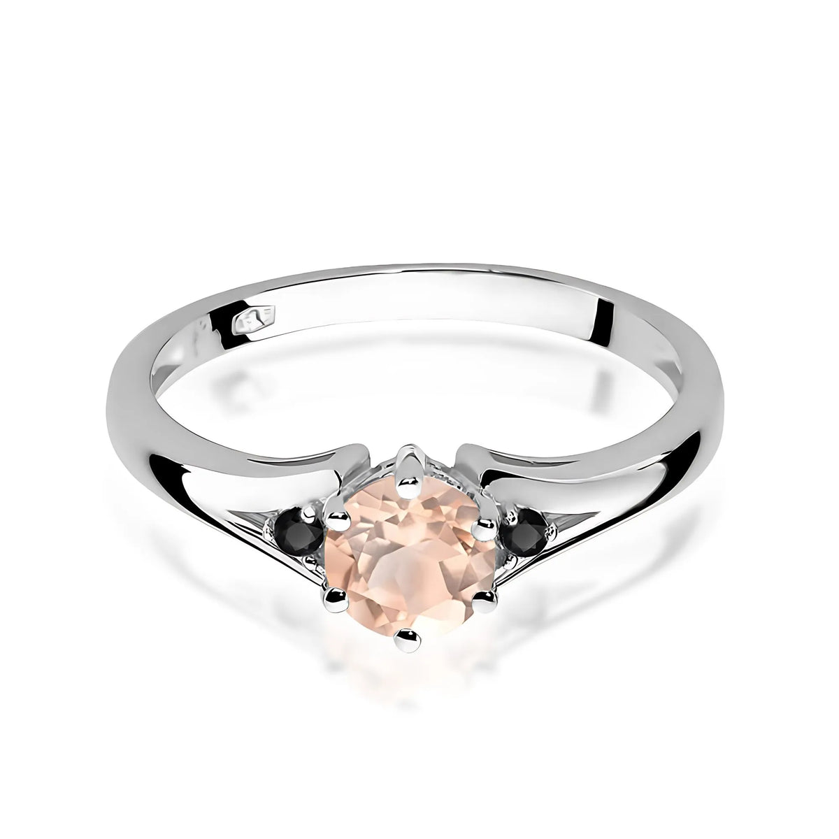 zlatý prsten s 0,40ct morganitem a černými diamanty w0076-mop-02