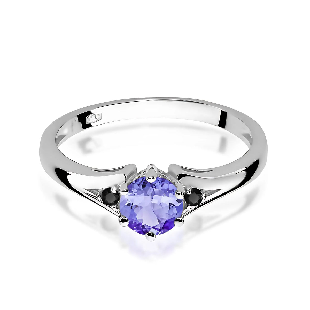 zlatý prsten s 0,50ct tanzanitem a černými diamanty w0076-tap-02