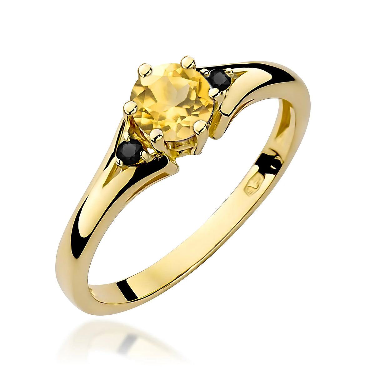 zlatý prsten s 0,50ct citrínem a černými diamanty w0076-ciy-02