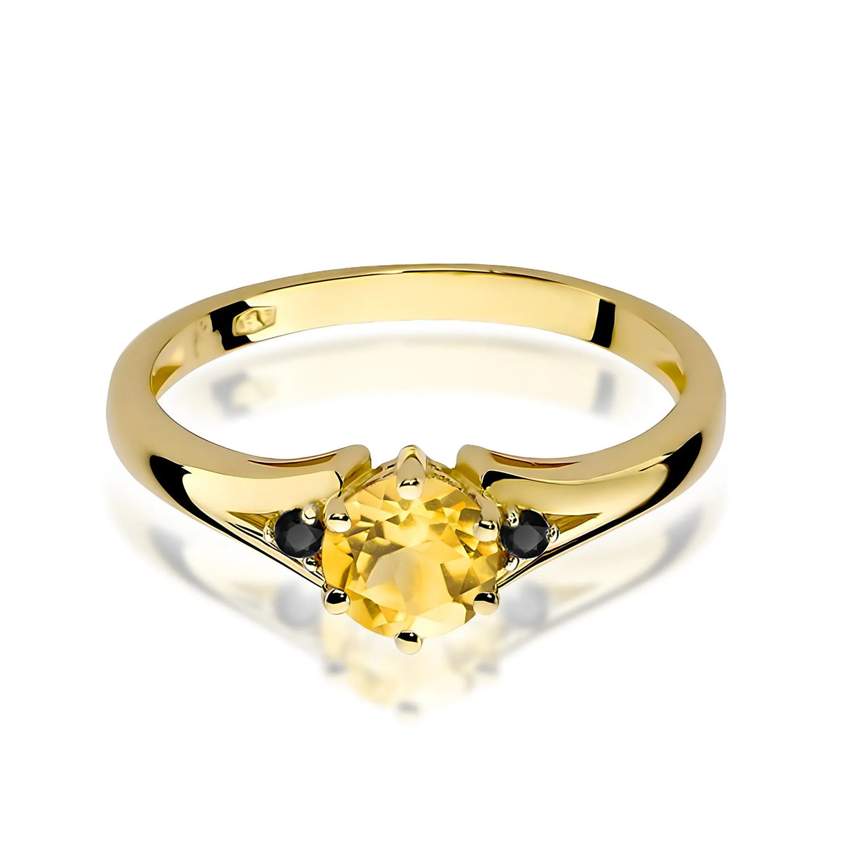 zlatý prsten s 0,50ct citrínem a černými diamanty w0076-ciy-02